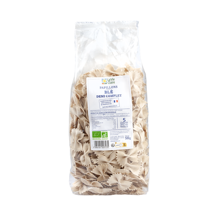 Butterfly pasta 1/2 wholemeal 500g - La Vie Claire